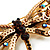 Jumbo Sequin Dragonfly Brooch (Gold Tone & Amber Coloured) - view 7