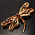 Jumbo Sequin Dragonfly Brooch (Gold Tone & Amber Coloured)