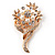 Bridal Faux Pearl Crystal Floral Brooch (Gold Tone) - view 3