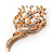 Bridal Faux Pearl Crystal Floral Brooch (Gold Tone)