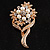 Bridal Faux Pearl Crystal Floral Brooch (Gold Tone) - view 2