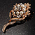 Bridal Faux Pearl Crystal Floral Brooch (Gold Tone) - view 5