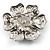 6-Petal Imitation Pearl Floral Brooch (Silver&Dark Grey) - 45mm D - view 5