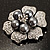 6-Petal Imitation Pearl Floral Brooch (Silver&Dark Grey) - 45mm D - view 2