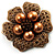 6-Petal Imitation Pearl Floral Brooch (Copper&Gold Brown)