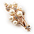 Faux Pearl Floral Brooch (Gold & White) - view 3