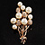 Faux Pearl Floral Brooch (Gold & White) - view 2