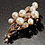 Faux Pearl Floral Brooch (Gold & White) - view 5