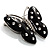 Large Black Resin Butterfly Brooch (Silver Tone) - view 2