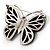 Large Black Resin Butterfly Brooch (Silver Tone) - view 6