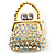 Clear Crystal Ladys Bag Brooch (Gold Tone) - view 2