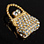 Clear Crystal Ladys Bag Brooch (Gold Tone) - view 4