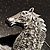 Clear Crystal Galloping Horse Brooch (Silver Tone) - view 9