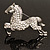 Clear Crystal Galloping Horse Brooch (Silver Tone) - view 5