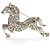 Clear Crystal Galloping Horse Brooch (Silver Tone) - view 2