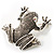 Marcasite Frog Brooch (Antique Silver Tone) - view 2