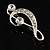 Silver Tone Crystal Music Treble Clef Brooch - view 5