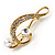 Gold Tone Crystal Music Treble Clef Brooch - view 3