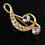 Gold Tone Crystal Music Treble Clef Brooch - view 4