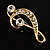 Gold Tone Crystal Music Treble Clef Brooch - view 6