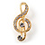 Small Gold Tone Crystal Music Treble Clef Brooch - 35mm L - view 7