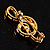 Small Gold Tone Crystal Music Treble Clef Brooch - 35mm L - view 5