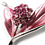 Pink Crystal Enamel Floral Brooch - view 3
