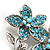 Sky Blue Swarovski Crystal Flower Brooch (Silver Tone) - view 4