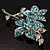 Sky Blue Swarovski Crystal Flower Brooch (Silver Tone) - view 6