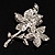 Sky Blue Swarovski Crystal Flower Brooch (Silver Tone) - view 7
