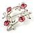 Small Butterfly Crystal Wreath Brooch (Silver&Pink) - view 3
