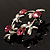 Small Butterfly Crystal Wreath Brooch (Silver&Pink) - view 4