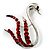 Red Crystal Swan Brooch (Silver Tone) - view 7