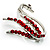 Red Crystal Swan Brooch (Silver Tone) - view 5