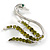 Olive Crystal Swan Brooch (Silver Tone) - view 2