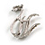 Amber Coloured Crystal Swan Brooch (Silver Tone) - view 3