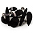 Art Deco Black Resin Brooch (Silver&Clear) - view 2