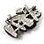 Art Deco Black Resin Brooch (Silver&Clear) - view 3