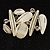 Art Deco White Resin Brooch (Silver&Clear)