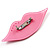 Pale Pink Plastic Crystal Lips Brooch - view 4