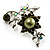 Faux Pearl Floral Brooch (Silver&Olive Green)