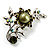 Faux Pearl Floral Brooch (Silver&Olive Green) - view 5