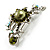 Faux Pearl Floral Brooch (Silver&Olive Green) - view 2