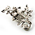 Faux Pearl Floral Brooch (Silver&Olive Green) - view 3