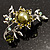 Faux Pearl Floral Brooch (Silver&Olive Green) - view 4
