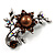 Faux Pearl Floral Brooch (Silver&Chocolate) - view 5