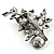 Faux Pearl Floral Brooch (Silver&Chocolate) - view 3