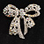 Stunning Swarovski Crystal Bow Brooch (Silver Tone) - view 2