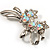 Rhodium Plated AB Crystal Floral Brooch - view 3
