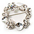 Clear Crystal Floral Wreath Brooch (Silver Tone) - view 4